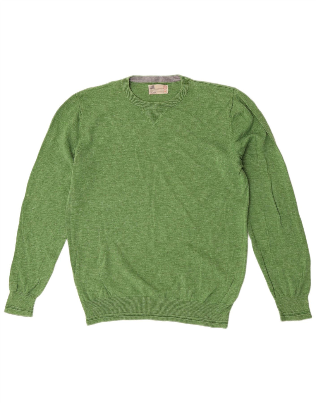 Marks & Spencer Herren-Pullover mit V-Ausschnitt aus mittelgrüner Baumwolle