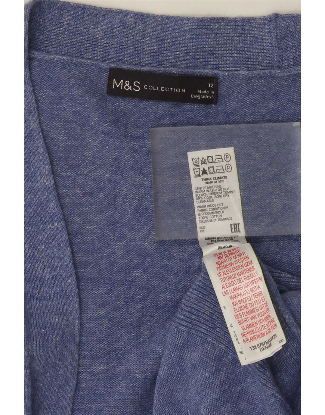 Marks & Spencer Offener Damen-Cardigan-Pullover UK 12 Mittelblau meliert