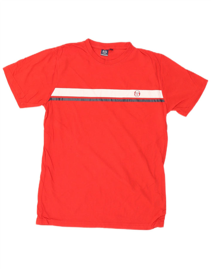 SERGIO TACCHINI Grafisches T-Shirt-Oberteil für Herren aus mittelroter, gestreifter Baumwolle