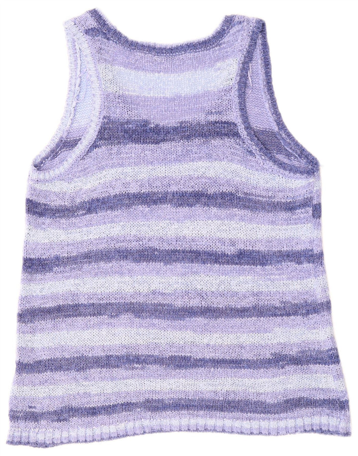 ZARA Damen Tanktop UK 14 Mittelblau gestreift aus Acryl