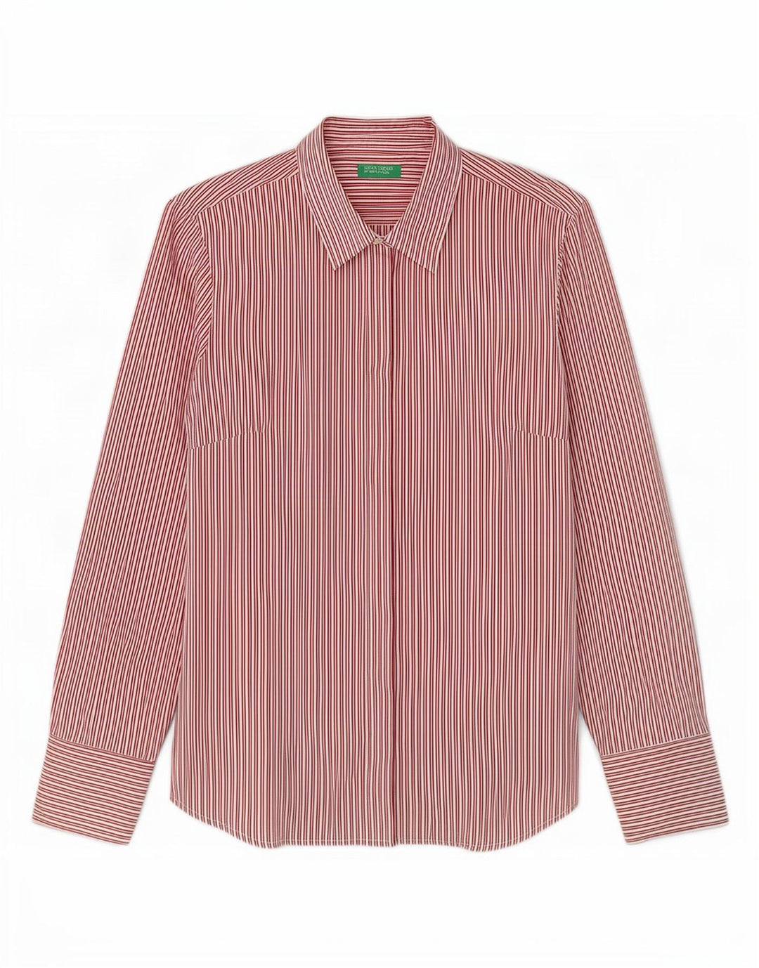Benetton Damenhemd UK 14 Large Roter Nadelstreifen