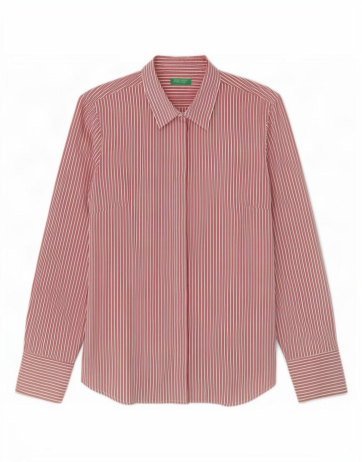 Benetton Damenhemd UK 14 Large Roter Nadelstreifen