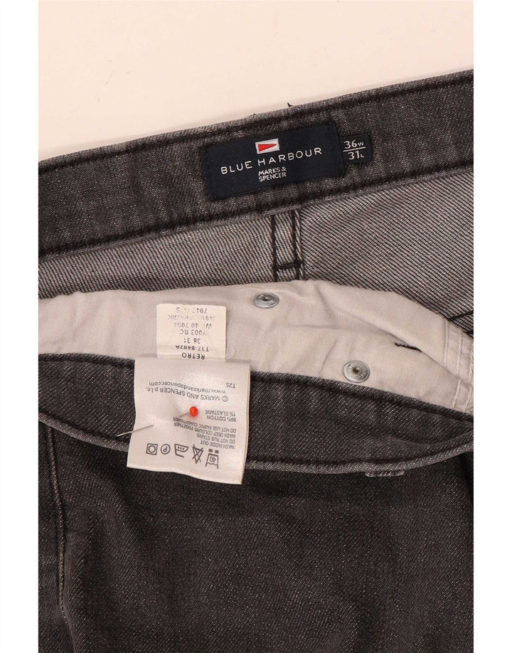 Marks & Spencer Herren Blue Harbour Straight Jeans W36 L31 Graue Baumwolle