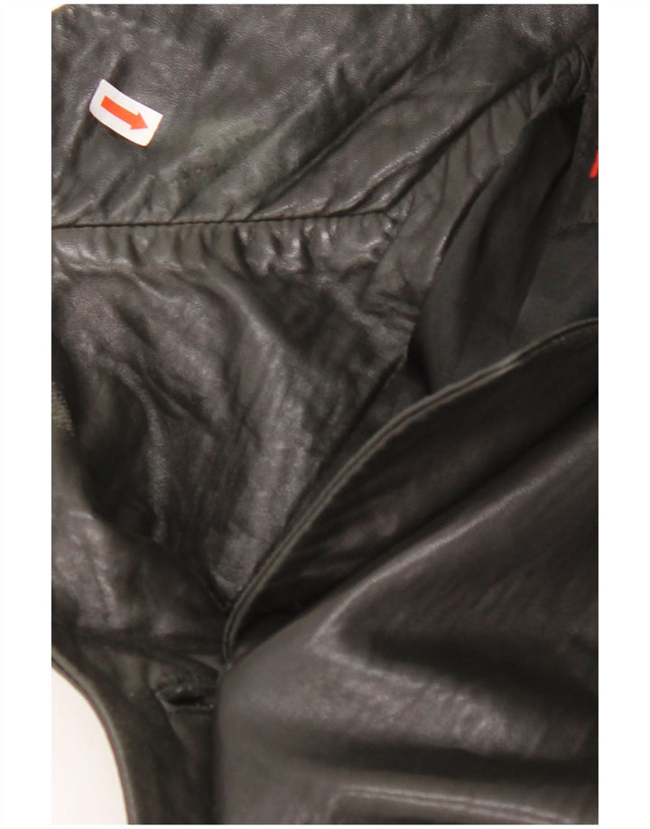 MAURITIUS Damen-Blazerjacke aus Leder mit 3 Knöpfen, UK 18, XL, schwarzes Leder