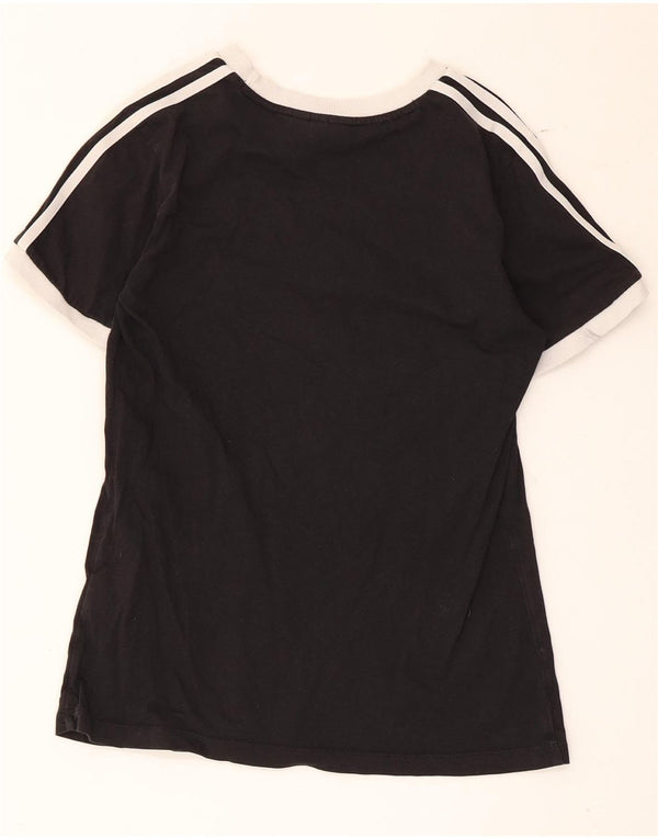 Adidas Damen T-Shirt Top UK 12 Medium Schwarz Colourblock Baumwolle