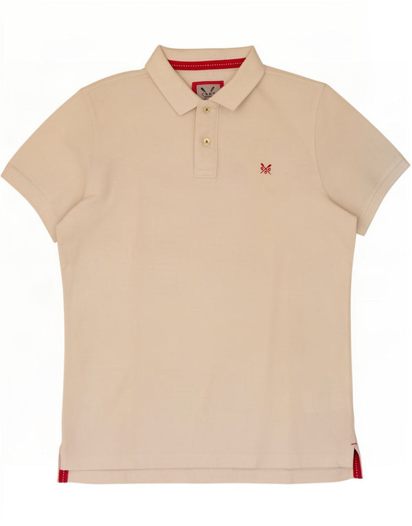 Crew Clothing Herren-Poloshirt, mittelgroß, cremefarbene Baumwolle
