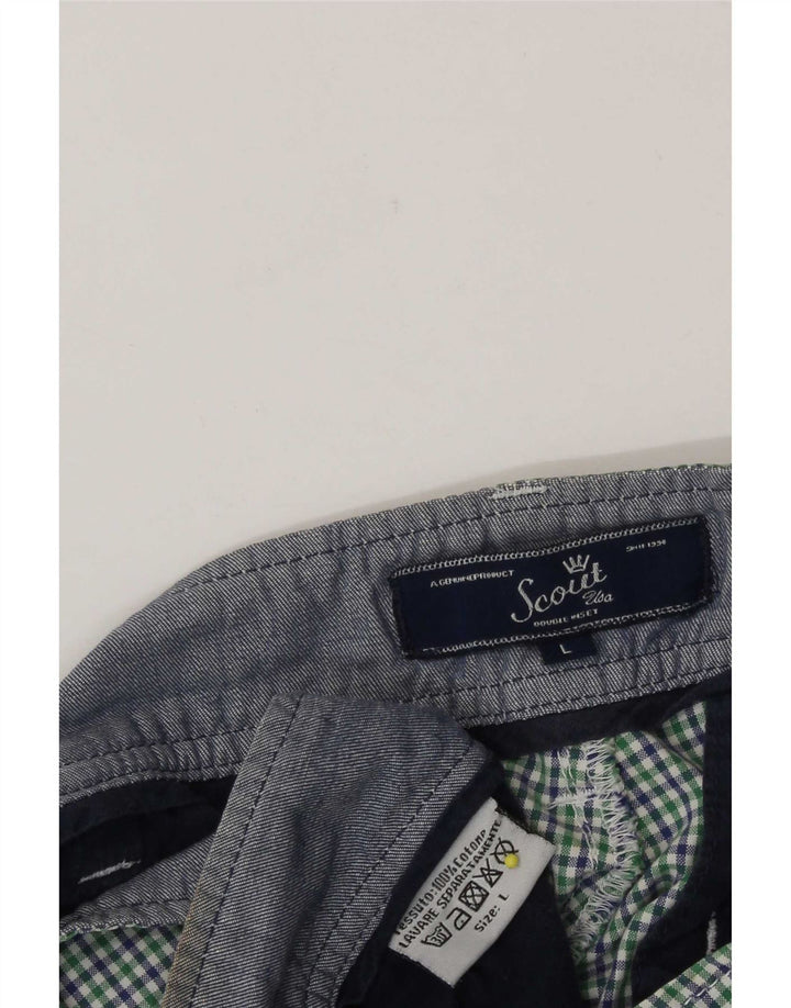 Scout Herren-Chinoshorts, Größe L, W34, grün kariert, Baumwolle