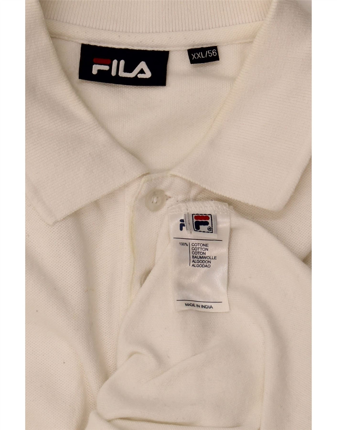 FILA Mens Polo Shirt IT 56 2XL White Cotton Vintage Fila and Second-Hand Fila from Messina Hembry 