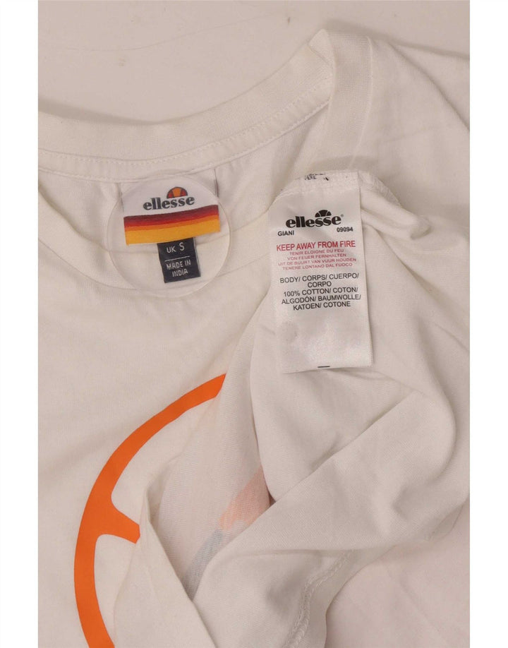 Ellesse Herren-T-Shirt mit Grafik, Größe S, weiße Baumwolle