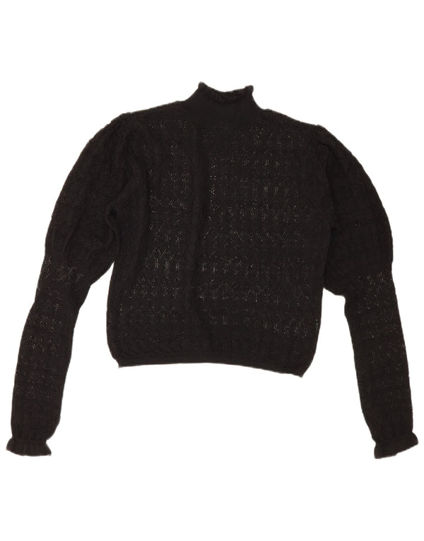Zara Womens See Through Turtle Neck Jumper Sweater UK 12 Medium Black
