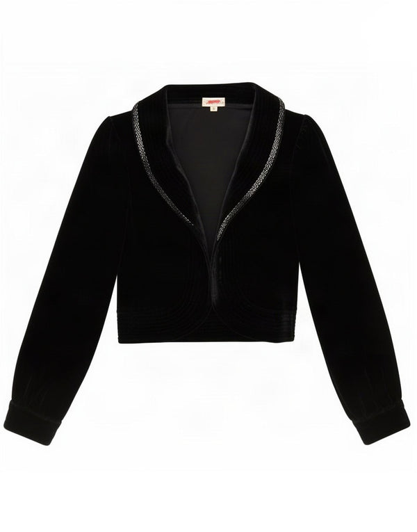 Vintage Womens Velvet Bolero Jacket UK 10 Small Black