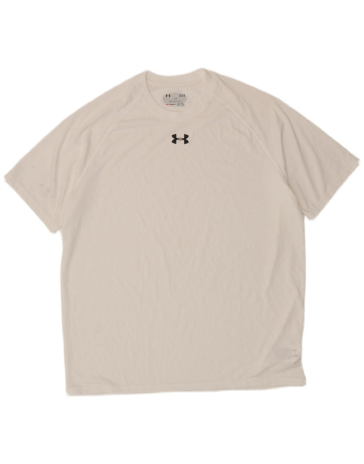UNDER ARMOUR Herren Heat Gear T-Shirt Top Large Weiß Polyester