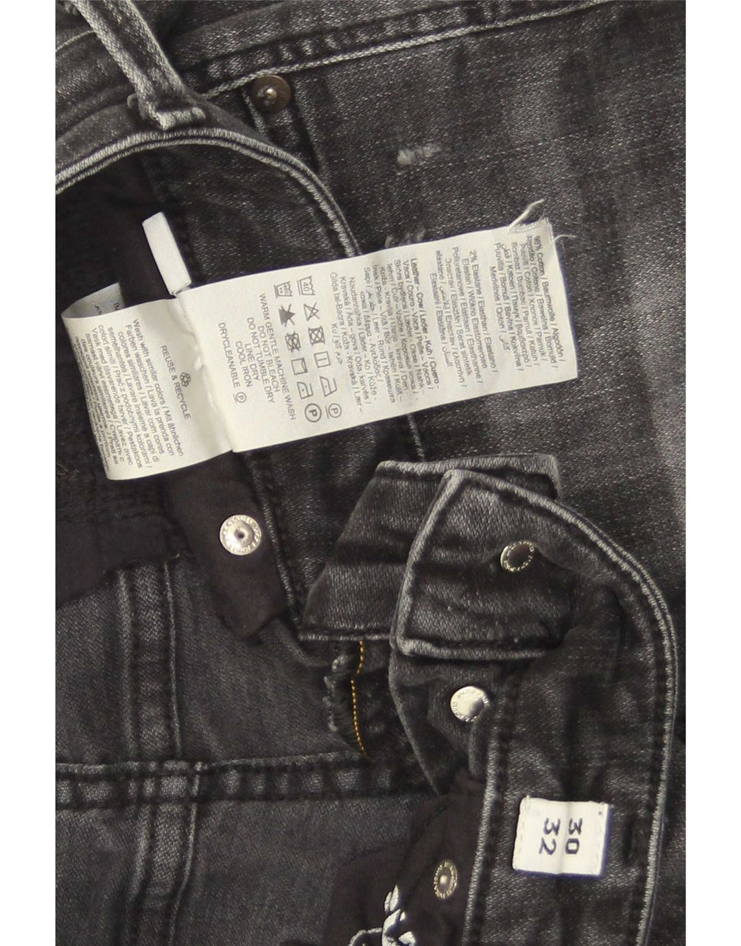 Jack & Jones Herren GLENN Distressed Slim Jeans W30 L32 Graue Baumwolle