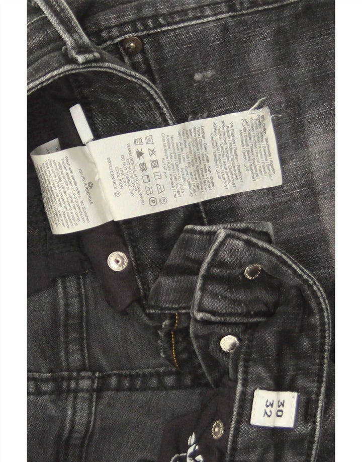 Jack & Jones Herren GLENN Distressed Slim Jeans W30 L32 Graue Baumwolle