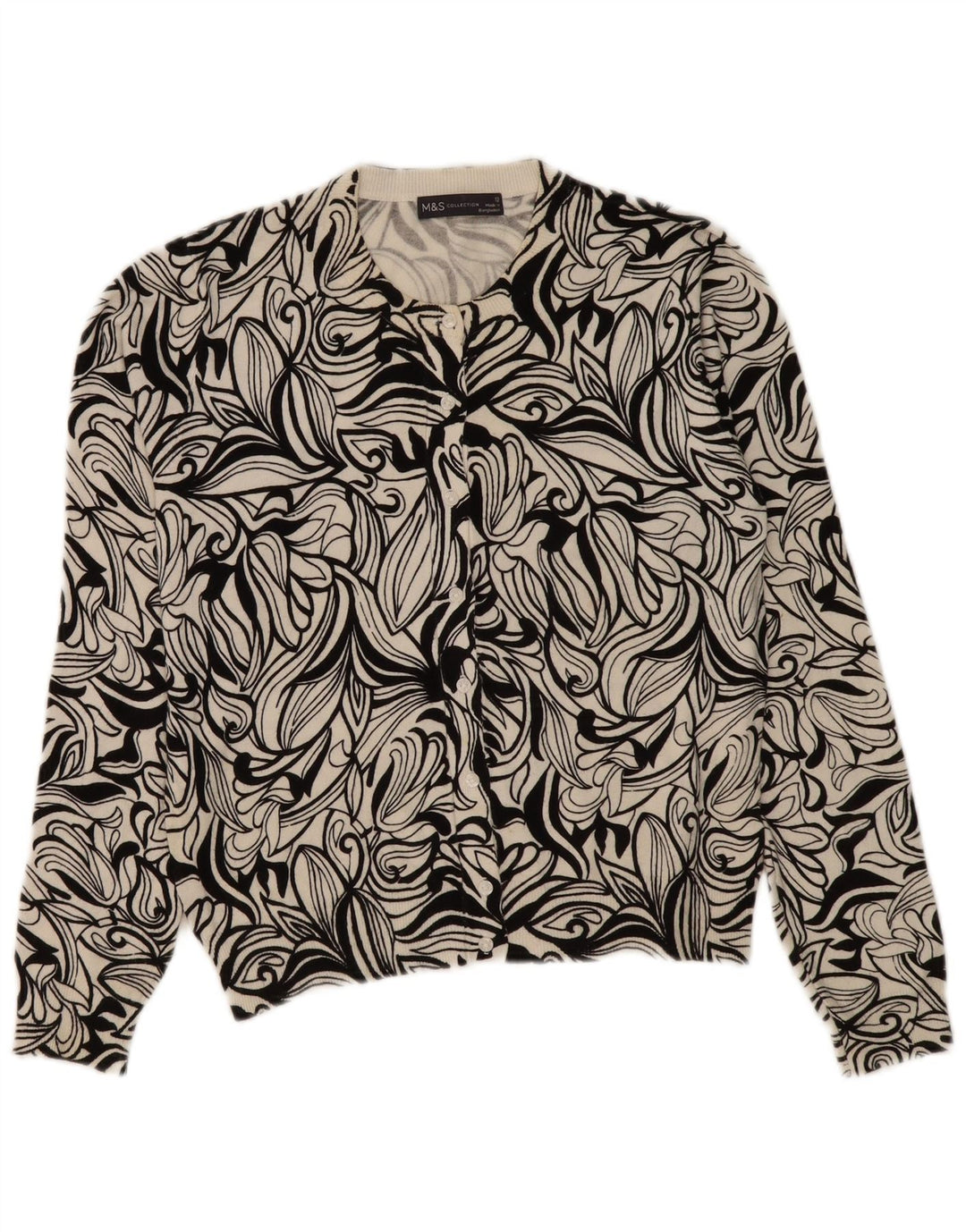 Marks & Spencer Damen-Cardigan-Pullover UK 12 Medium Black Floral Viscose