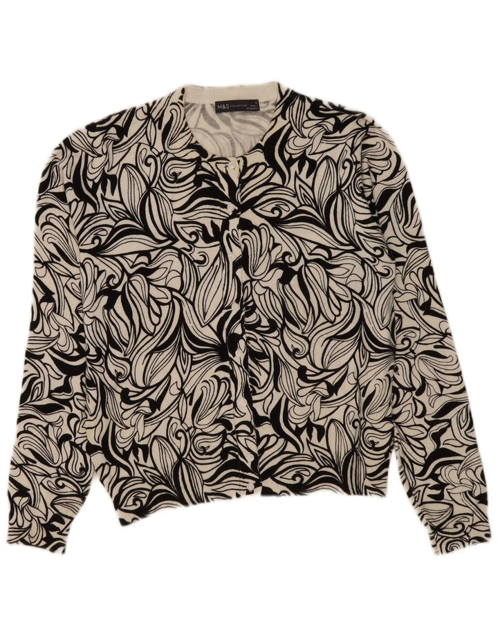 Marks & Spencer Damen-Cardigan-Pullover UK 12 Medium Black Floral Viscose
