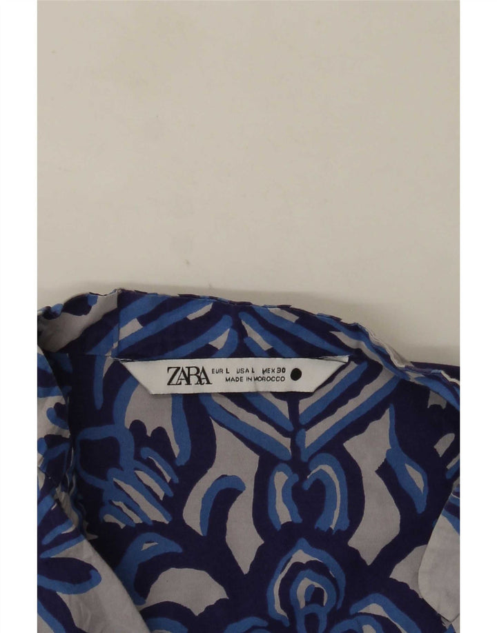 Zara Damen-Blusenoberteil, UK-Größe 46, Größe L, grau geblümt