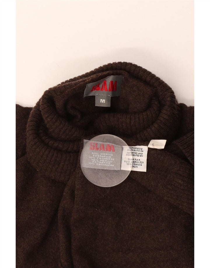 Slam Rollkragenpullover für Herren aus mittelbrauner Merinowolle