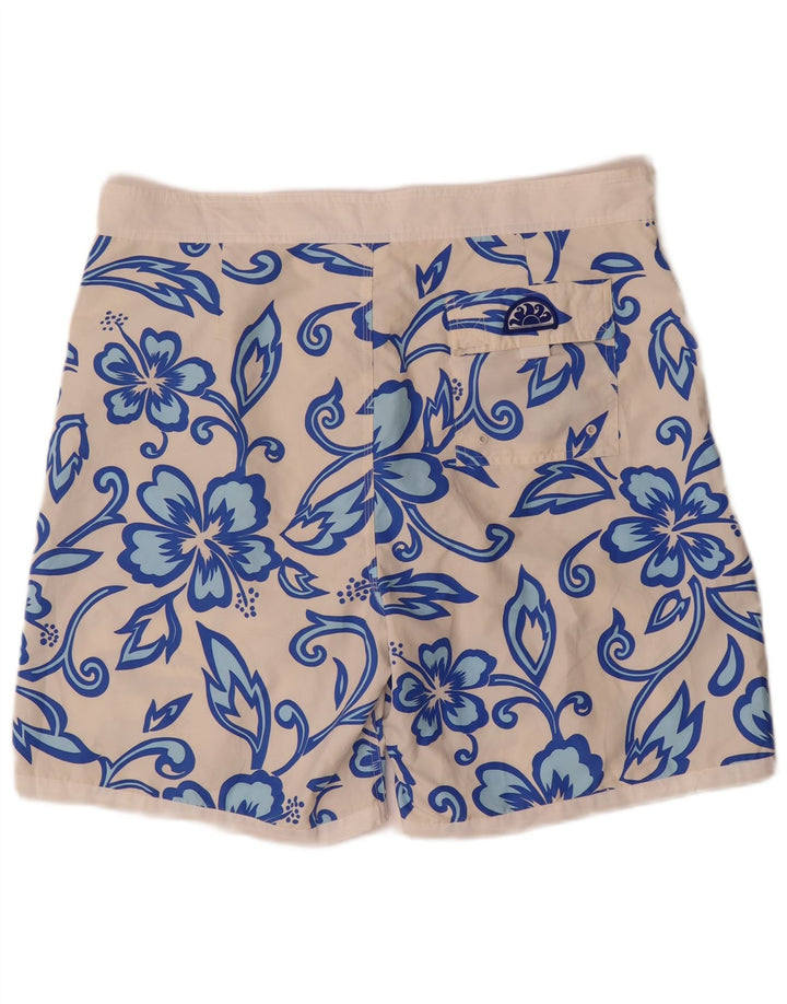 Sundek Herren-Badeshorts XL, weißes Blumenmuster, Polyester