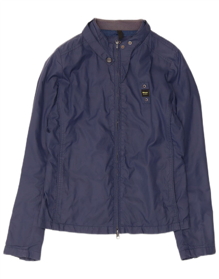 Blauer Damen Bomberjacke UK 12 Medium Marineblau Polyamid