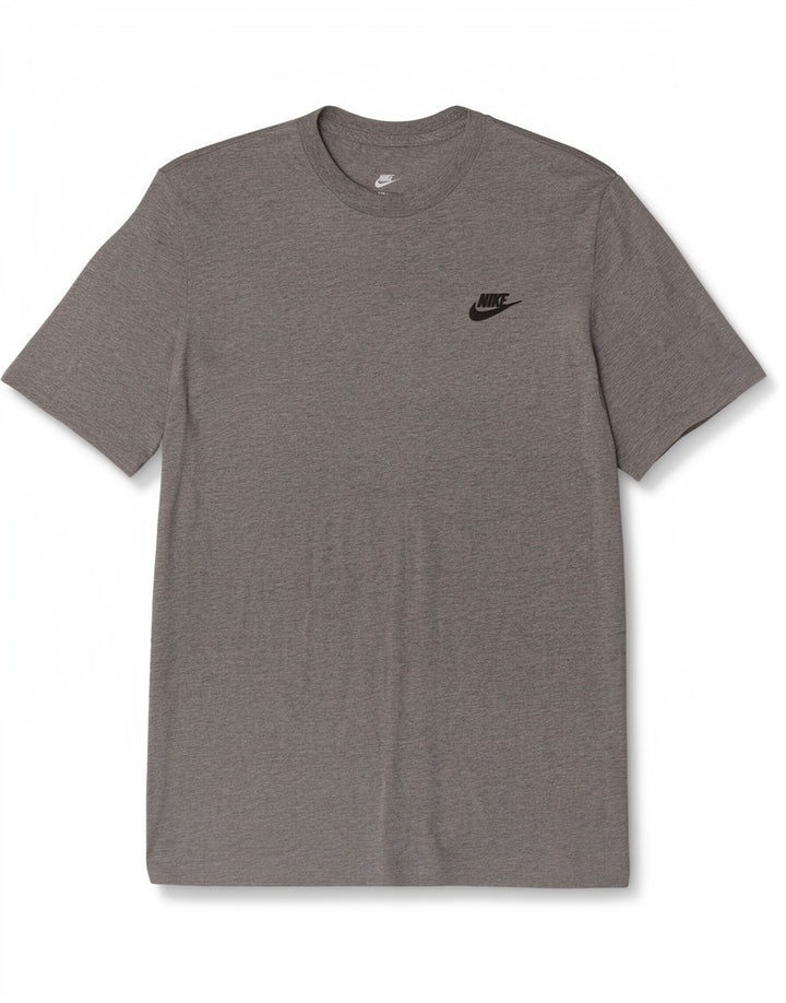 Nike Herren-T-Shirt-Oberteil aus mittelgrau gefleckter Baumwolle
