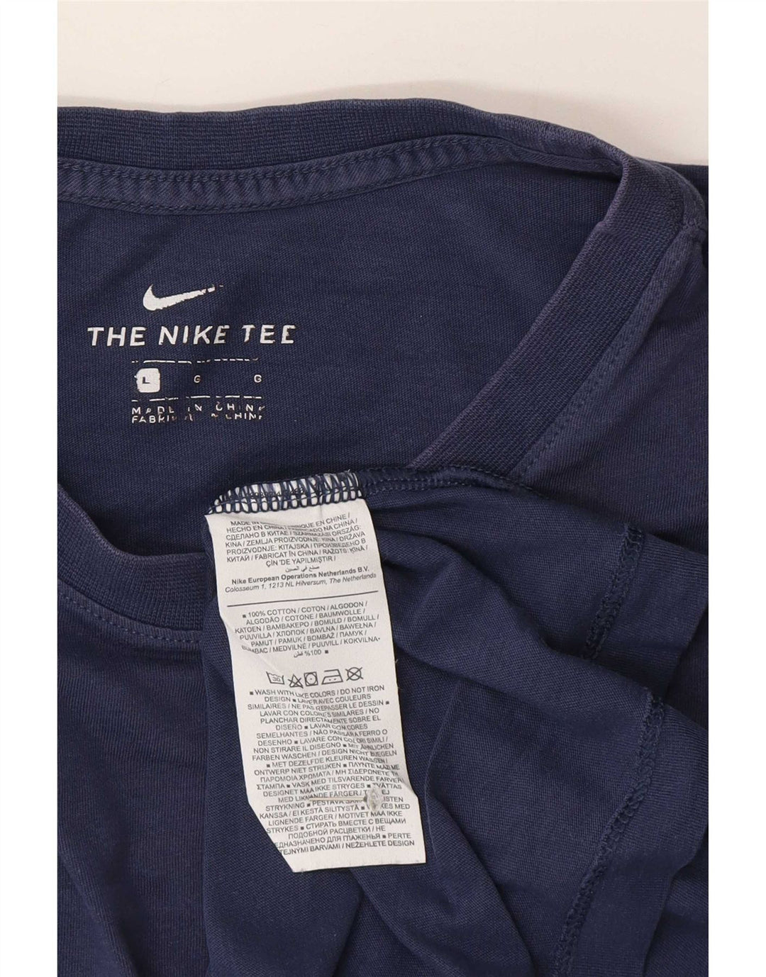 Nike Herren T-Shirt Top Large Marineblau Baumwolle