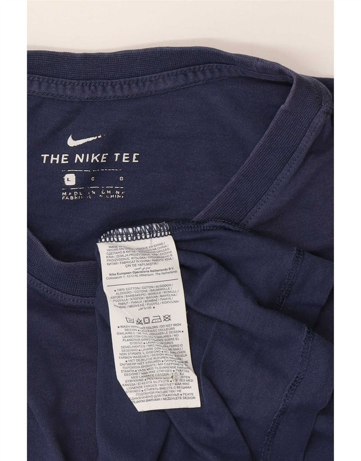 Nike Herren T-Shirt Top Large Marineblau Baumwolle