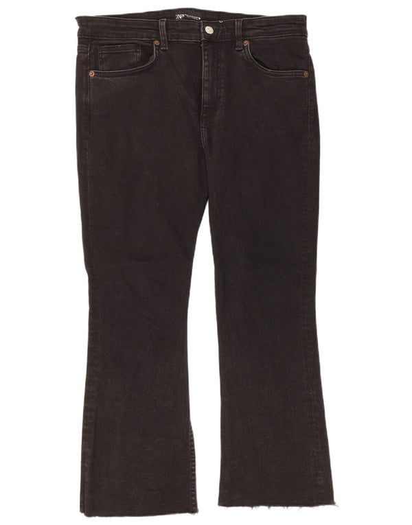 Zara Damen Crop Bootcut Jeans EU 44 XL W34 L24 Schwarze Baumwolle