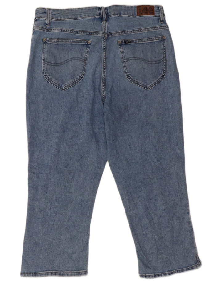 Lee Damen Capri-Jeans mit hohem Bund, US 14, Größe L, W32, L20, blaue Baumwolle