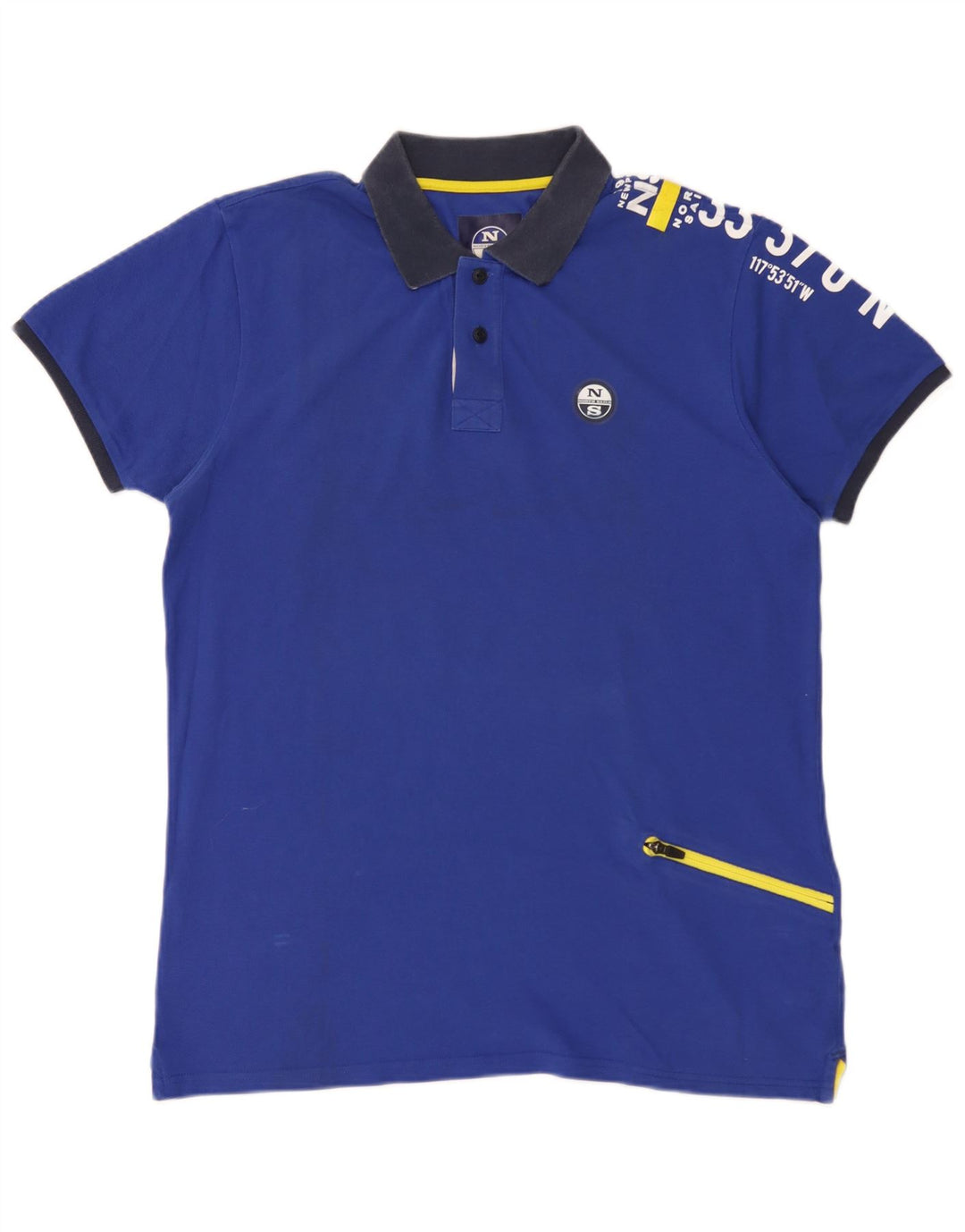North Sails Herren-Poloshirt mit Grafik, XL, blaue Baumwolle