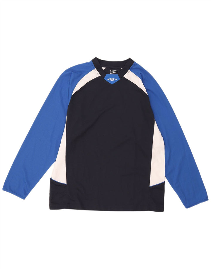 Umbro Herren-Oberteil, langärmelig, mittelblau, Farbblock-Polyester