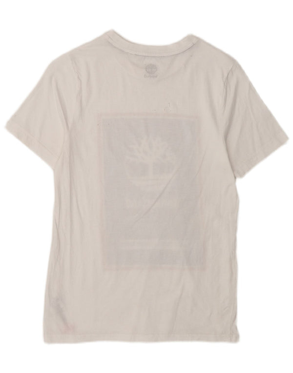 Timberland Jungen T-Shirt mit Grafik, 13–14 Jahre, weiße Baumwolle