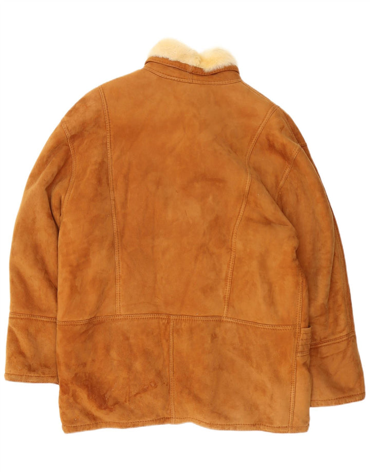 Vintage Herren Shearling Jacke IT 52 XL Braun Shearling