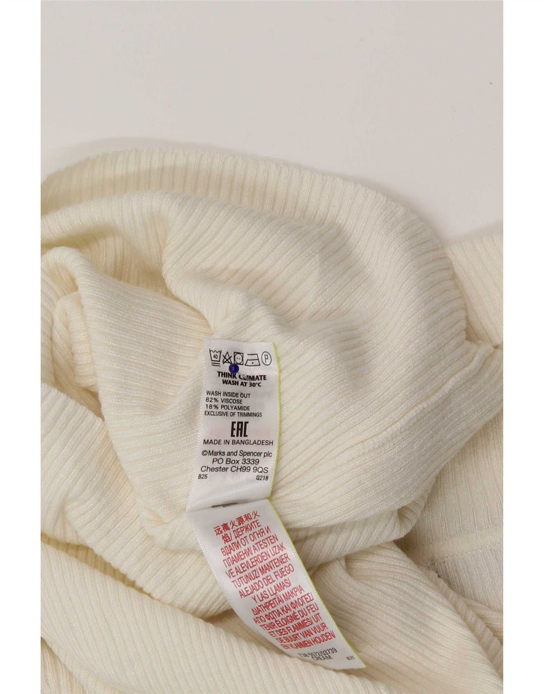 Marks & Spencer Damen Top Langarm UK 10 Small Off White Viskose