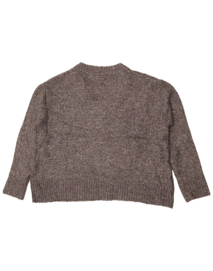 Zara Damen-Pullover, übergroß, V-Ausschnitt, Gr. 10, Größe S, Grau meliert