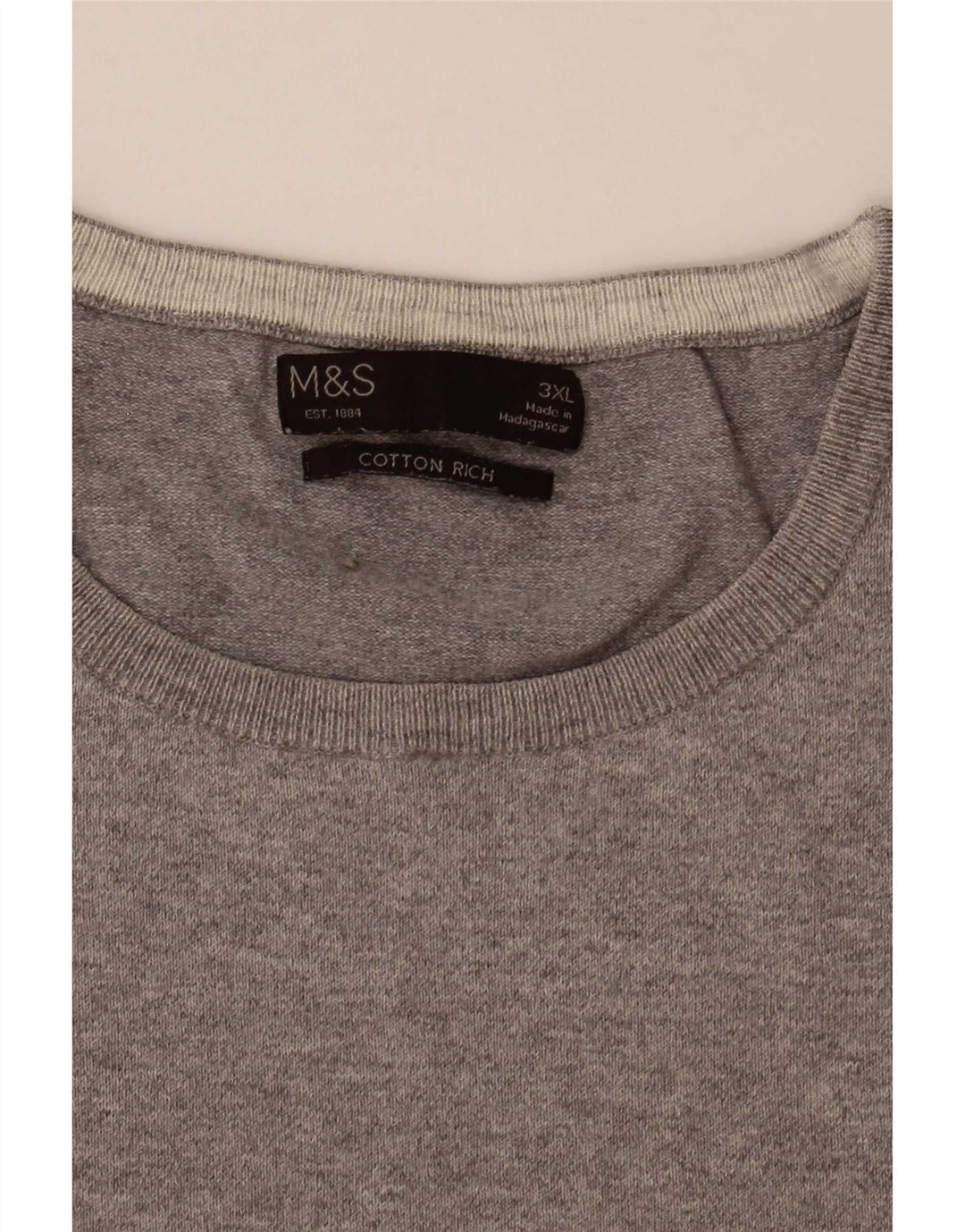 Marks & Spencer Herren-Pullover mit Rundhalsausschnitt, 3XL, Grau, Farbblock