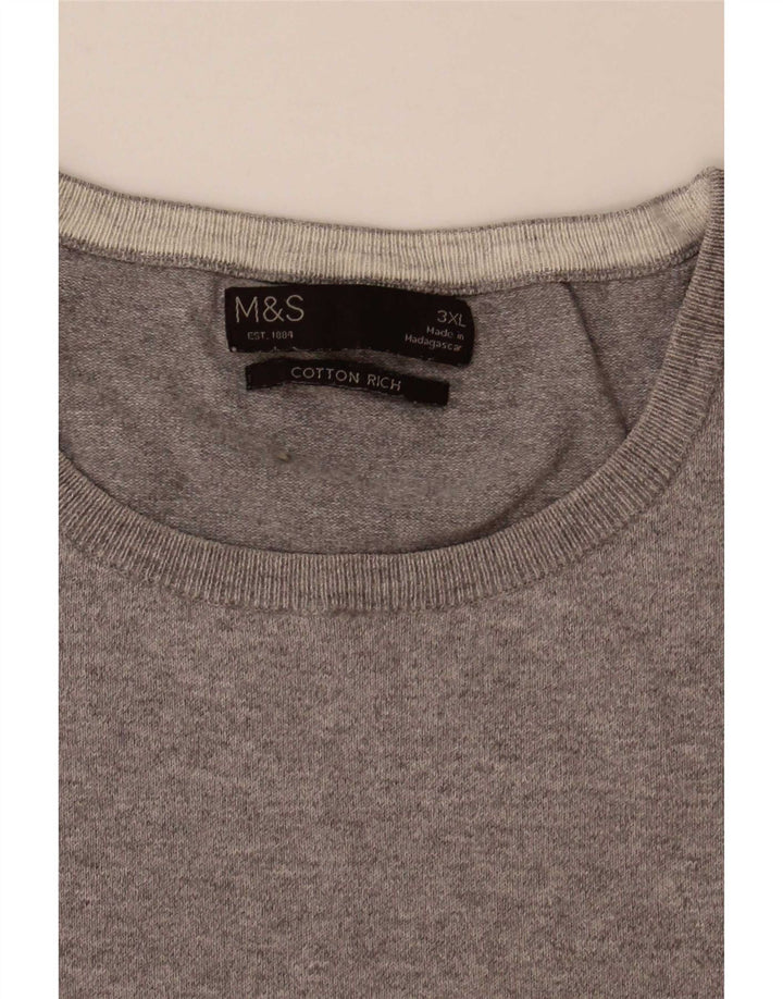 Marks & Spencer Herren-Pullover mit Rundhalsausschnitt, 3XL, Grau, Farbblock
