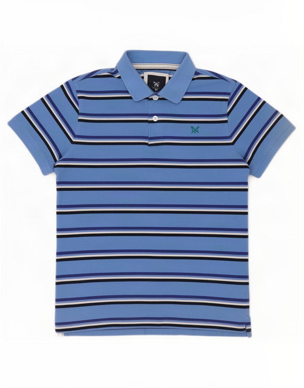 Crew Clothing Herren-Poloshirt aus mittelblauer, gestreifter Baumwolle