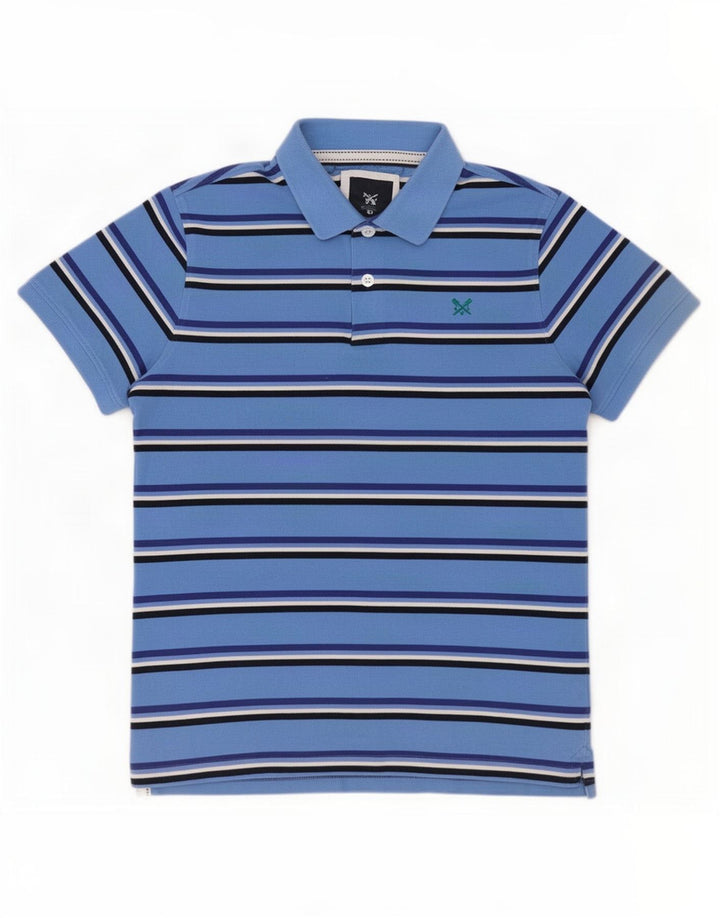 Crew Clothing Herren-Poloshirt aus mittelblauer, gestreifter Baumwolle