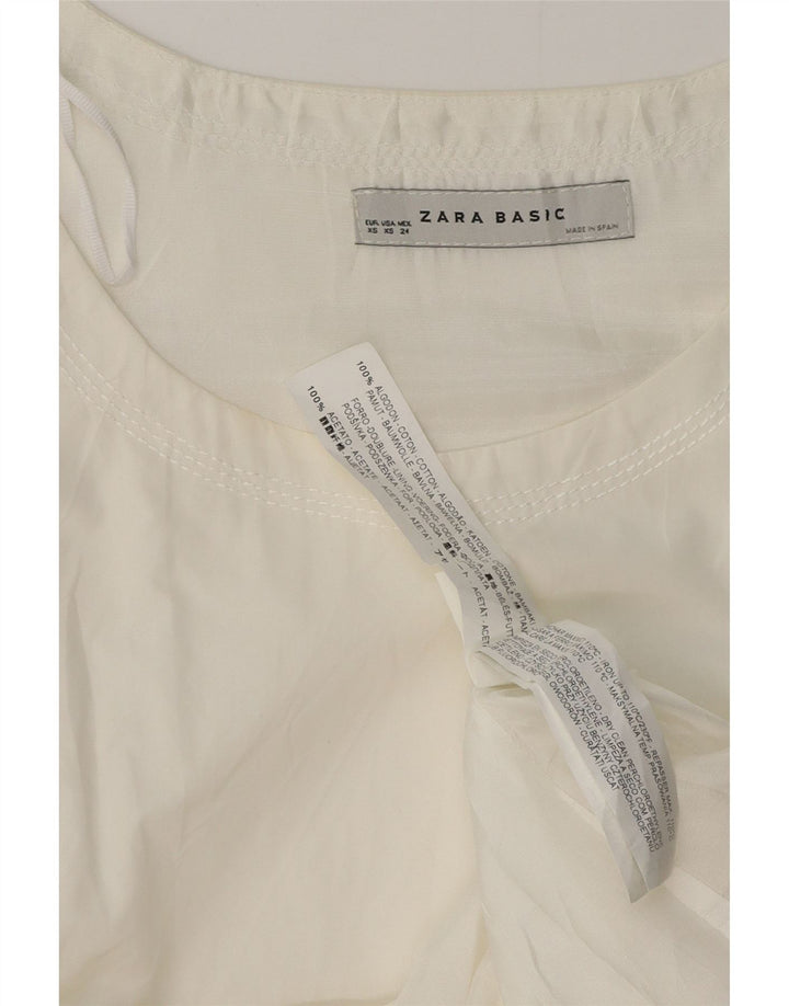 Zara Damen Ärmelloses Etuikleid UK 6 XS Weiße Baumwolle