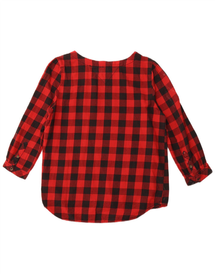 TOMMY HILFIGER Womens 3/4 Sleeve Blouse Top UK 14 Medium Red Check Cotton
