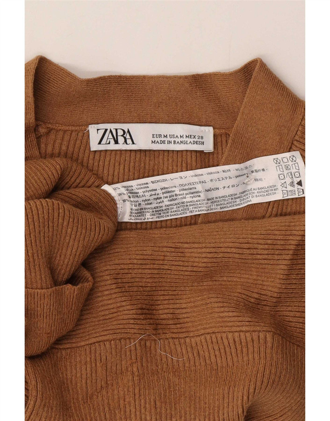 Zara Damen Crop Cardigan Pullover UK 14 Mittelbraune Viskose