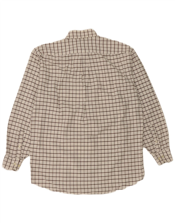 Etro Herren-Milano-Flanellhemd, Größe 42, groß, weiß kariert, Baumwolle