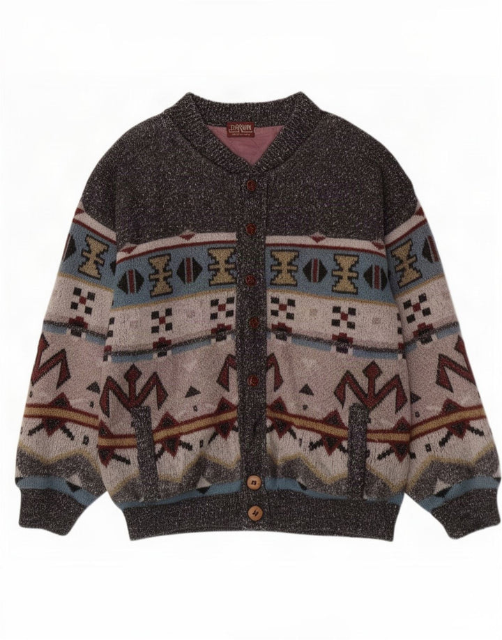 Darwin Herren Strick-Bomberjacke IT 54 2XL Graues geometrisches Acryl