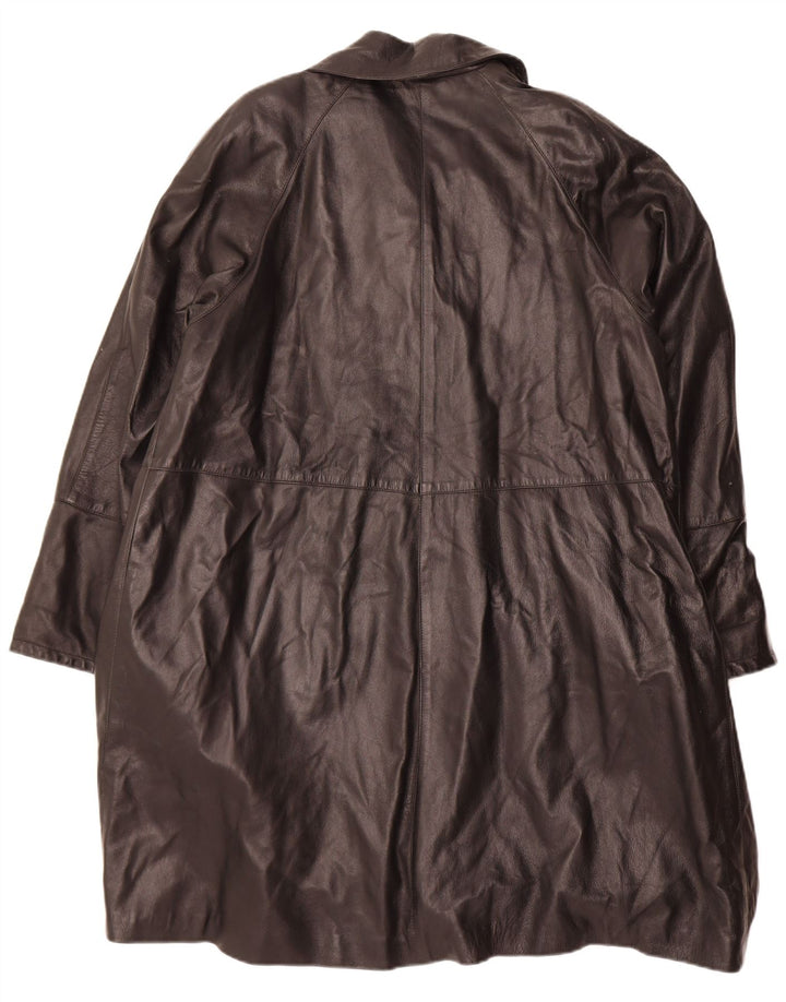 VINTAGE Womens Leather Coat IT 46 Large Black Leather
