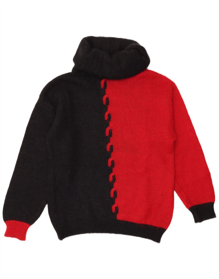 Sandhu Rollkragenpullover für Herren, groß, rot, Farbblock