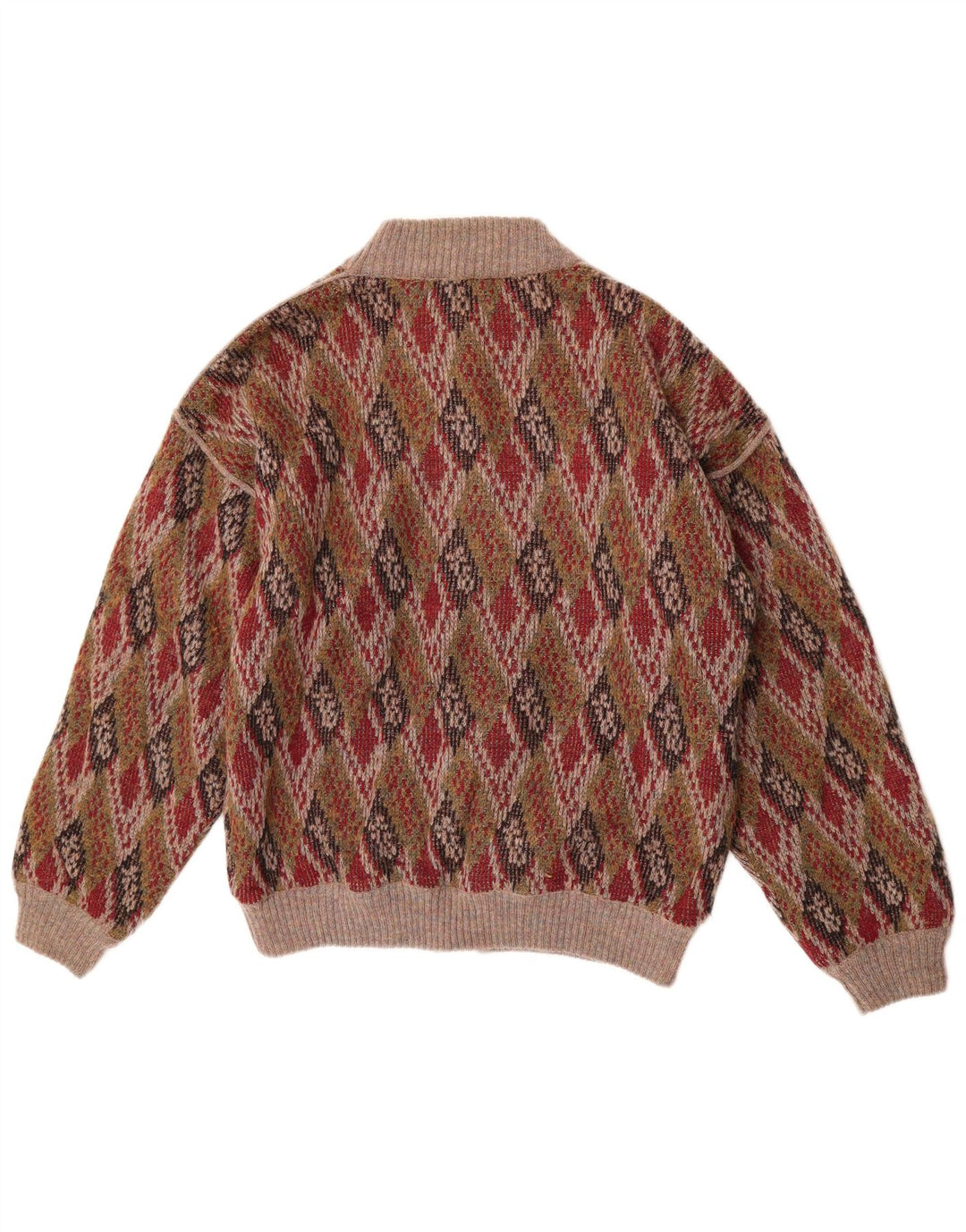 Carlo Herren-Strick-Bomberjacke, EU 50, groß, mehrfarbig, Argyle-/Diamant-Wolle