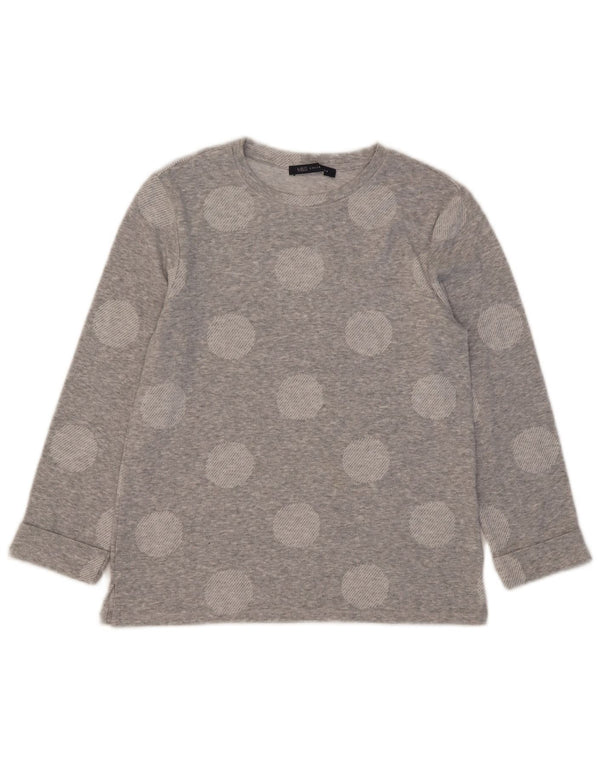Marks & Spencer Damen-Top mit 3/4-Ärmeln, Größe S, Grau, geometrisch, Polyester
