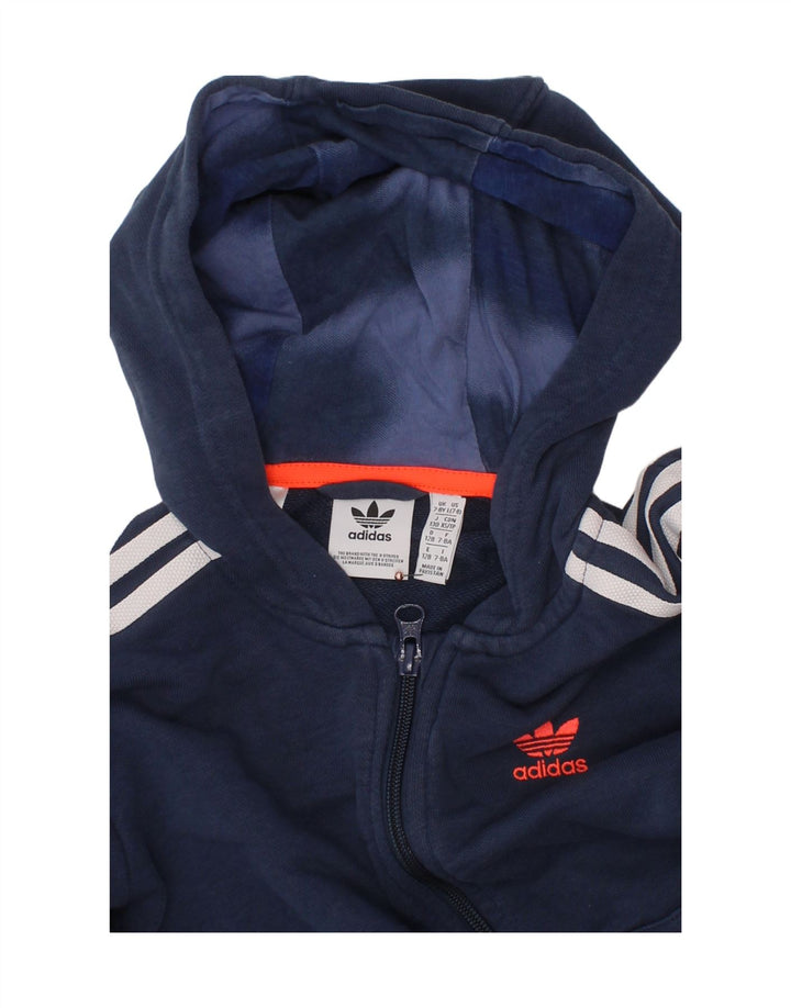 ADIDAS Jungen-Kapuzenpullover mit Reißverschluss, 7–8 Jahre, marineblaue Baumwolle