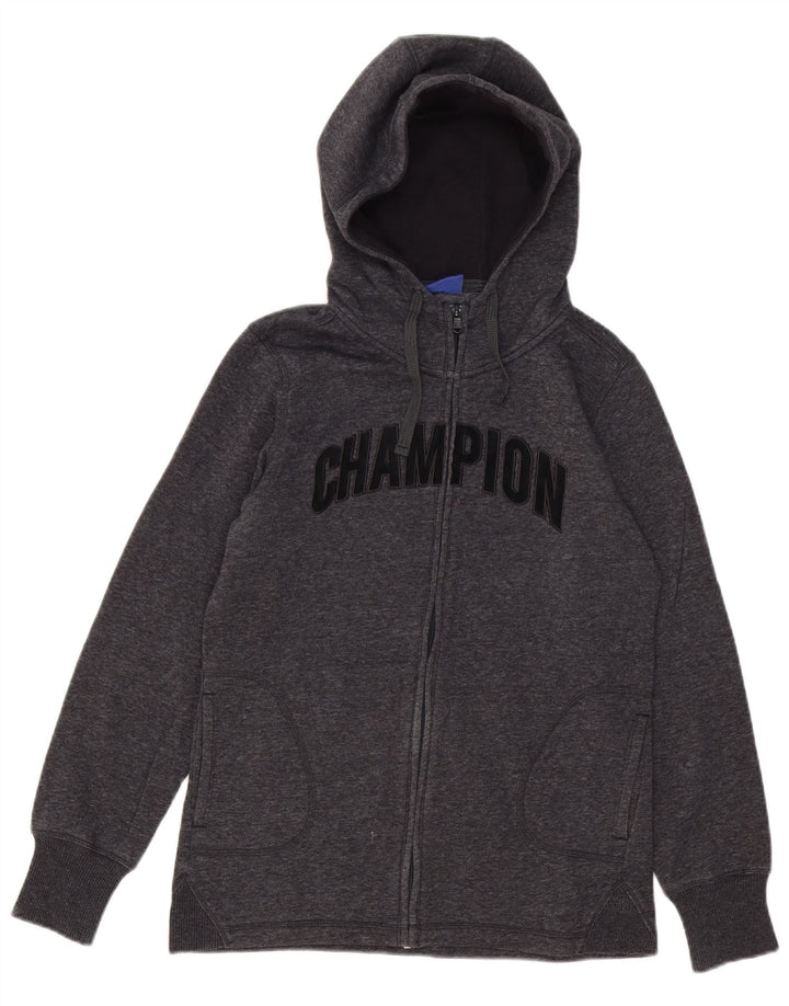 CHAMPION Herren-Kapuzenpullover mit grafischem Reißverschluss, klein, grau gefleckte Baumwolle